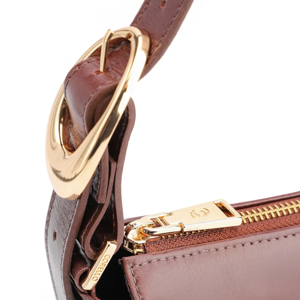 Bolsa De Ombro Fivela Couro Marrom - imagem 6