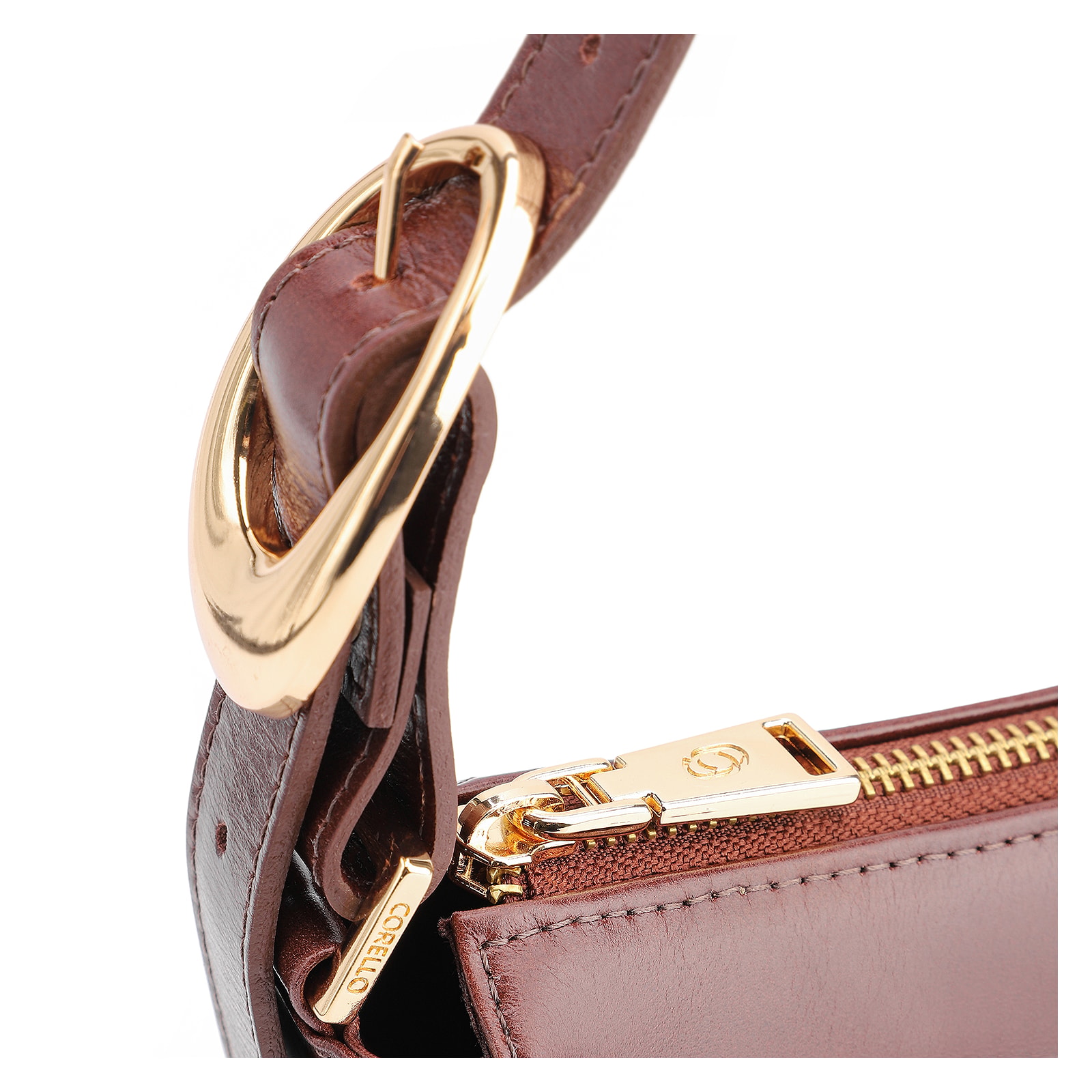 Bolsa De Ombro Fivela Couro Marrom