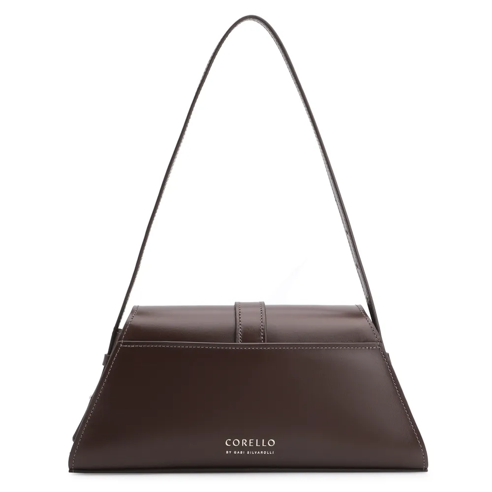 Bolsa De Ombro Fivela Couro Marrom Adamascado - imagem 3