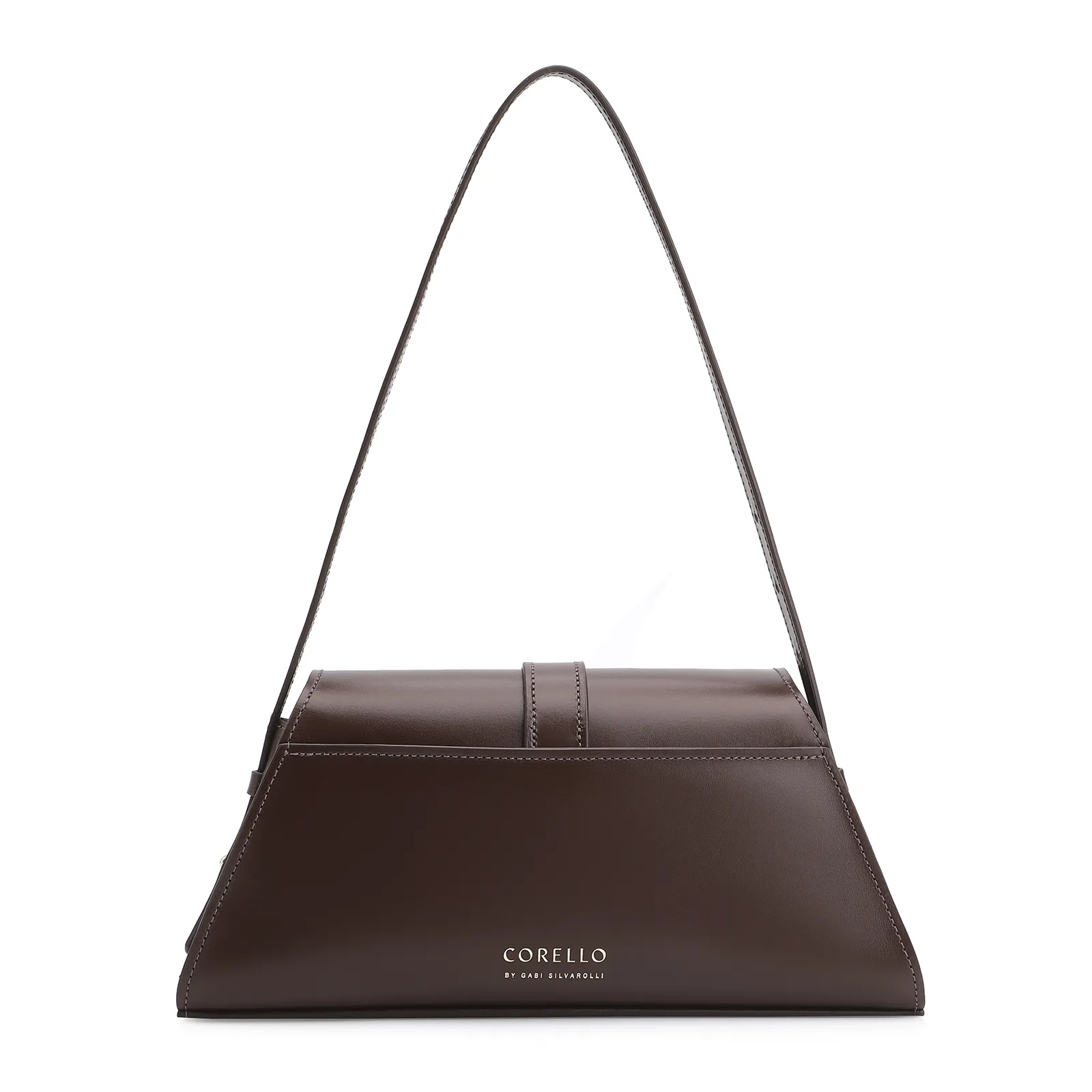 Bolsa De Ombro Fivela Couro Marrom Adamascado
