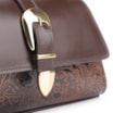 Bolsa De Ombro Fivela Couro Marrom Adamascado - imagem 5