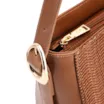 Bolsa De Ombro Fivela Couro Marrom/Alt Tramado Marrom - imagem 5