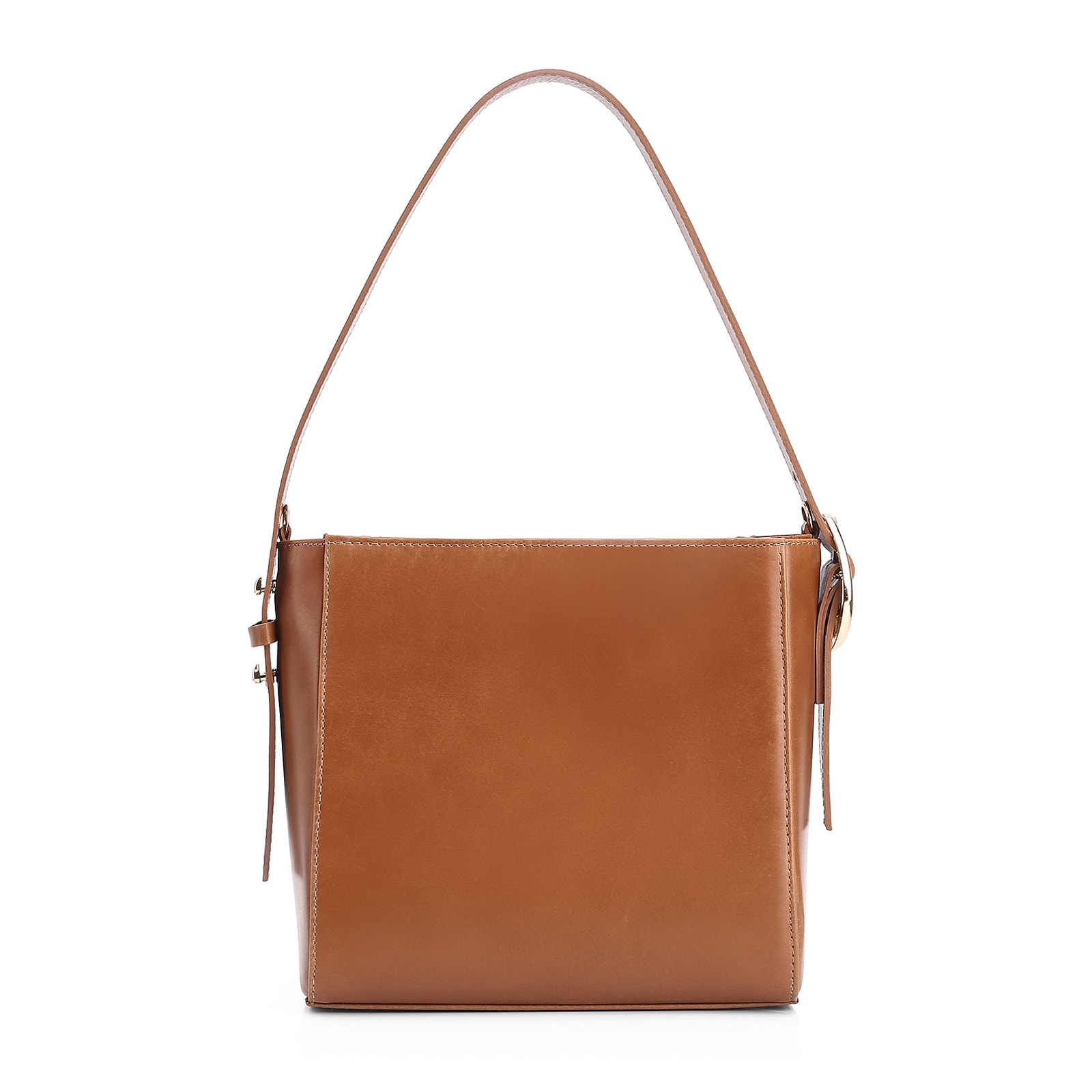 Bolsa De Ombro Fivela Couro Marrom/Alt Tramado Marrom