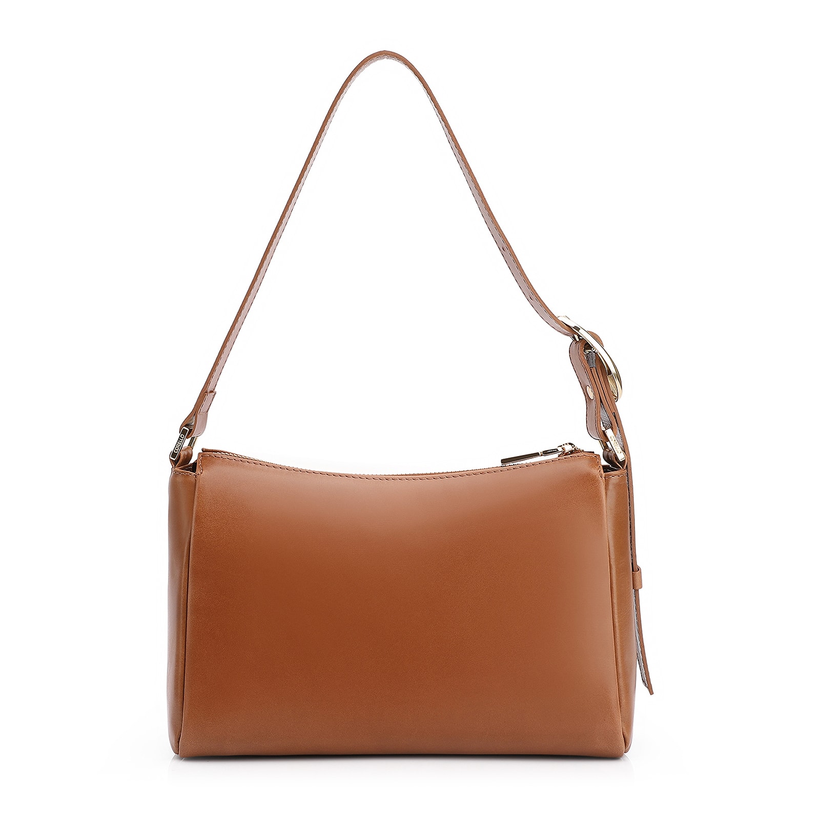 Bolsa De Ombro Fivela Couro Marrom Claro