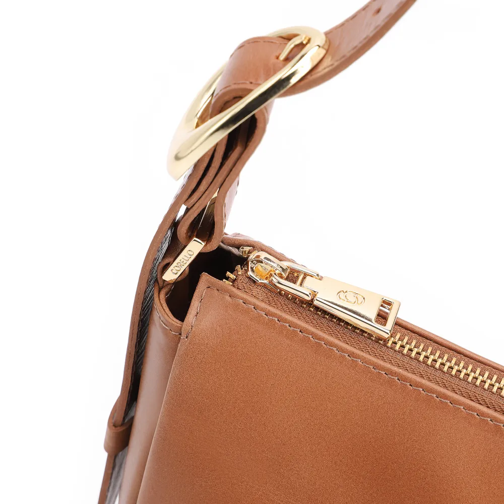 Bolsa De Ombro Fivela Couro Marrom Claro - imagem 6