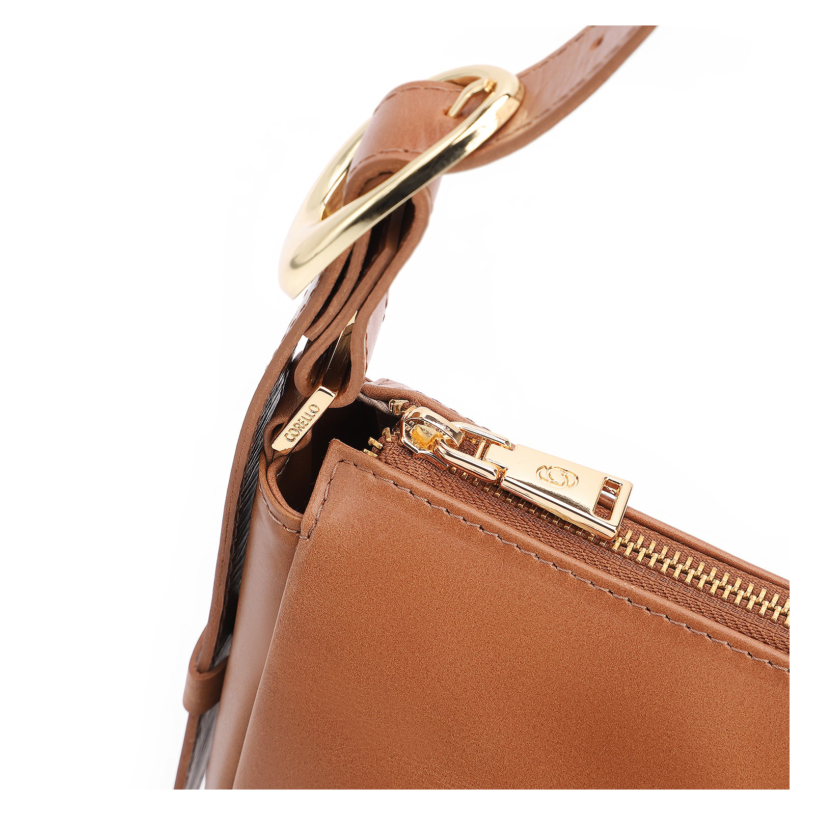 Bolsa De Ombro Fivela Couro Marrom Claro