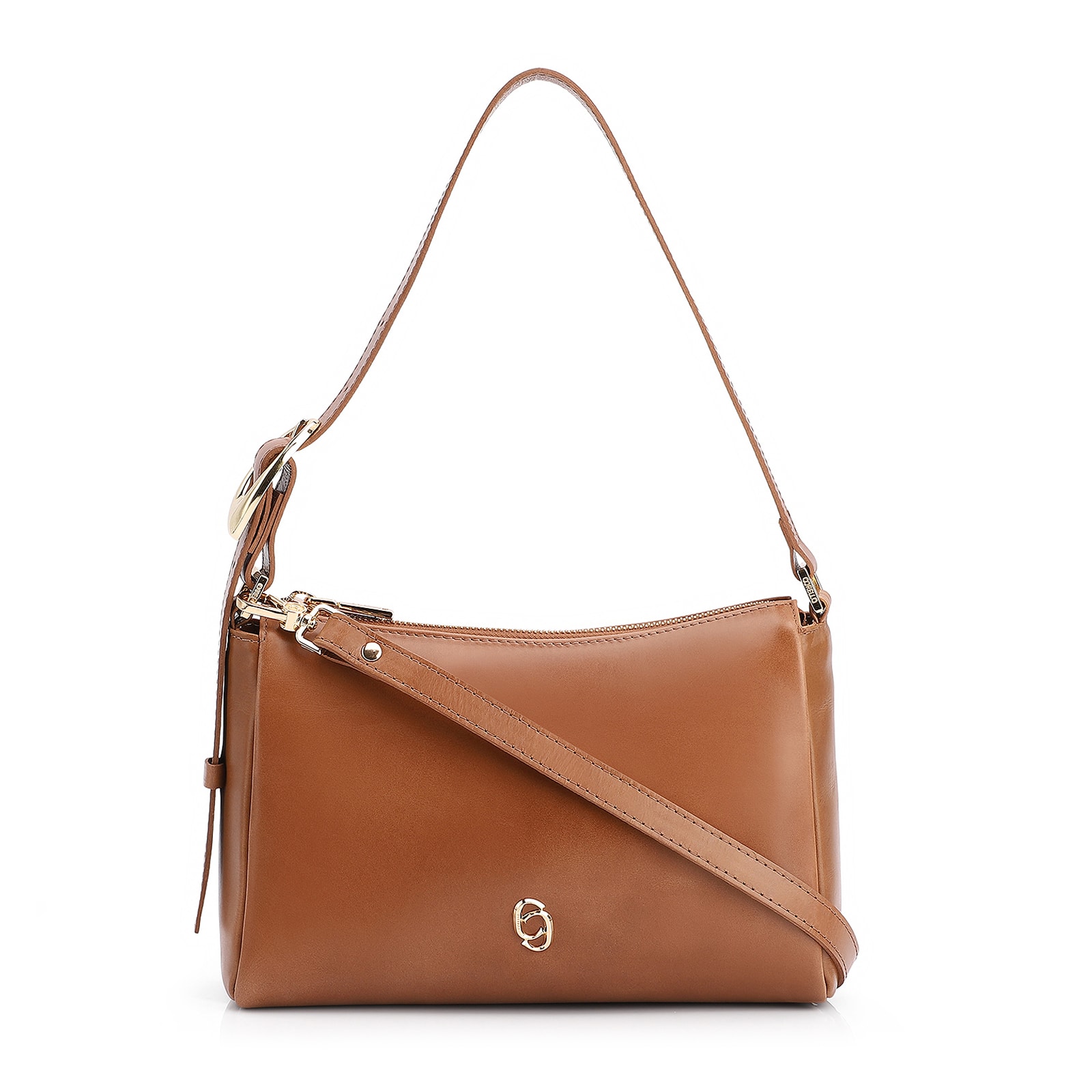 Bolsa De Ombro Fivela Couro Marrom Claro