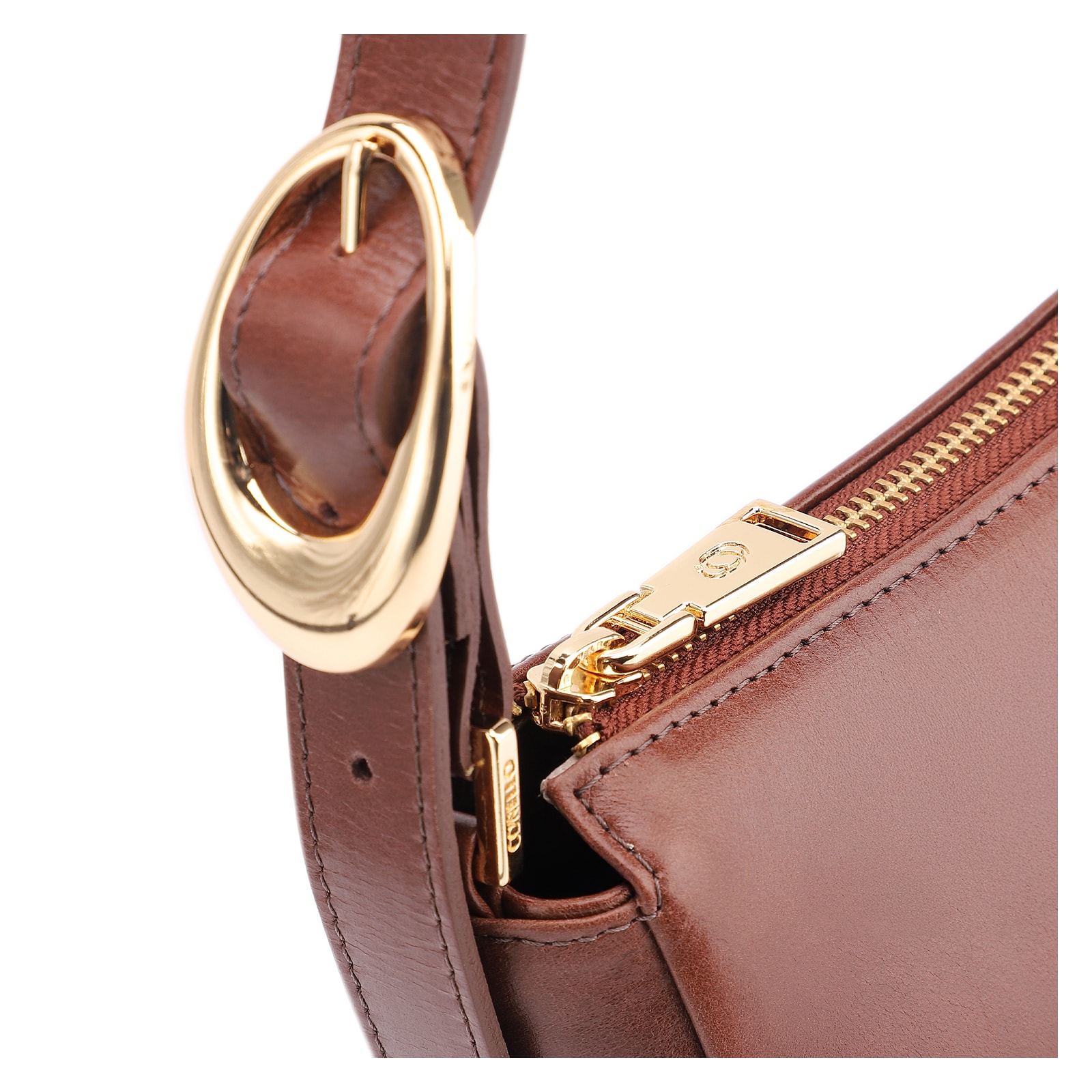 Bolsa De Ombro Fivela Couro Marrom Escuro