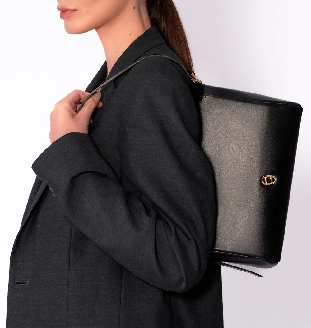 Bolsa De Ombro Fivela Couro Preto - imagem 2