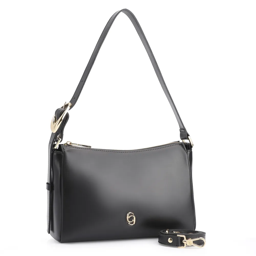 Bolsa De Ombro Fivela Couro Preto - imagem 3