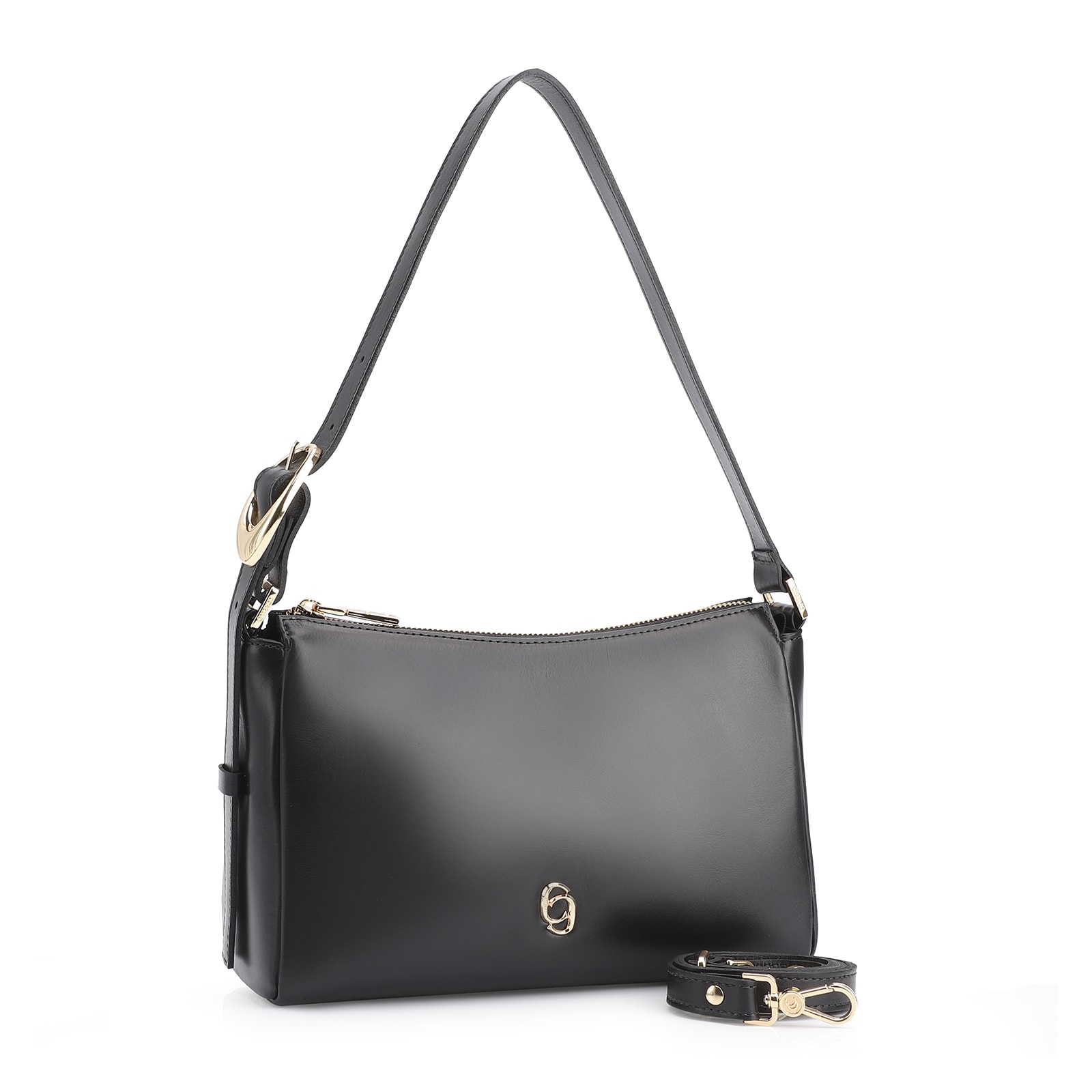 Bolsa De Ombro Fivela Couro Preto