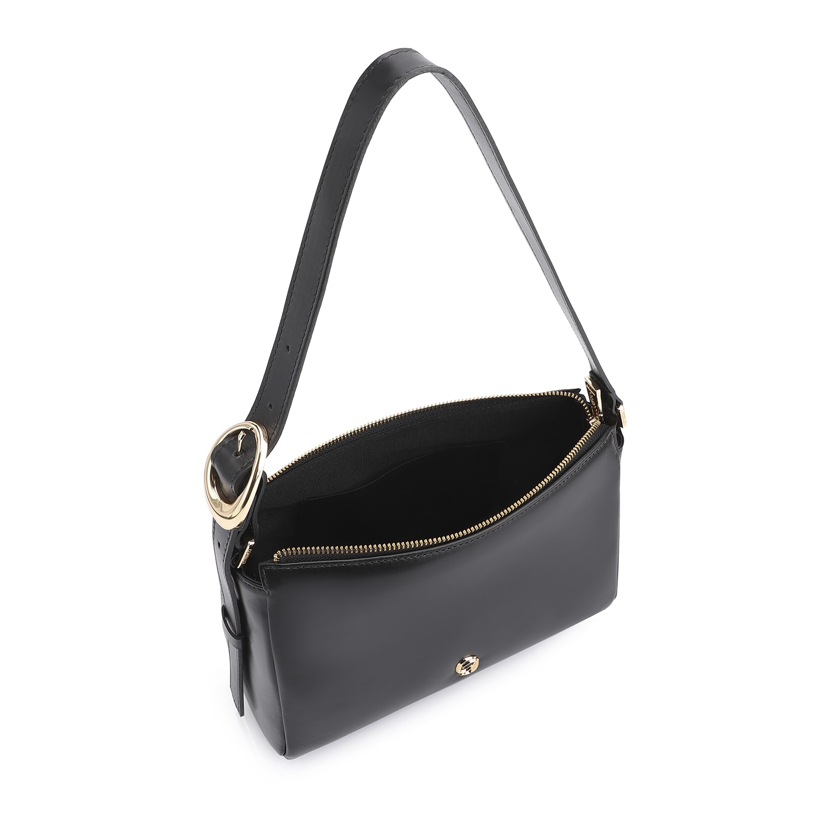 Bolsa De Ombro Fivela Couro Preto