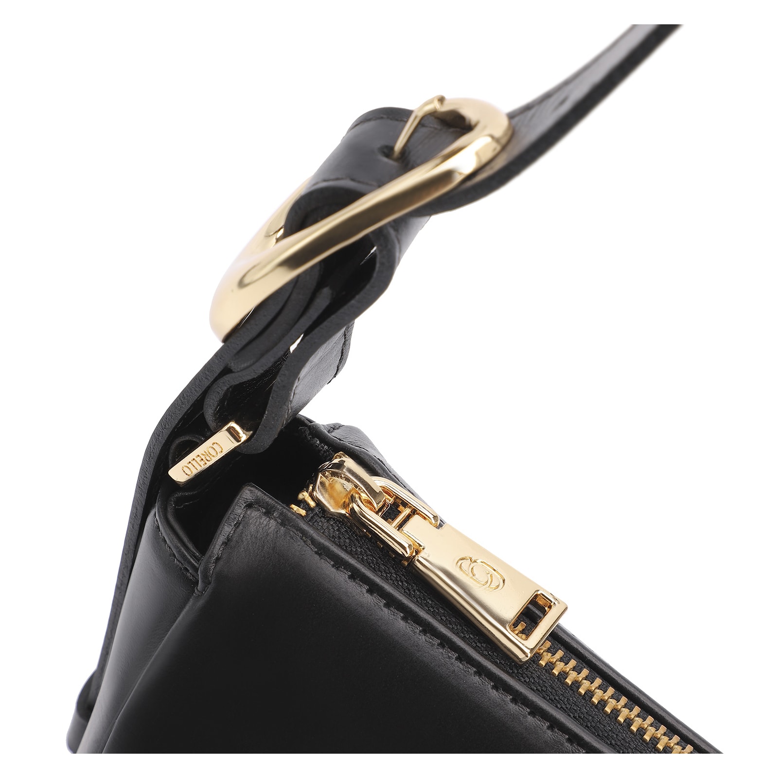 Bolsa De Ombro Fivela Couro Preto