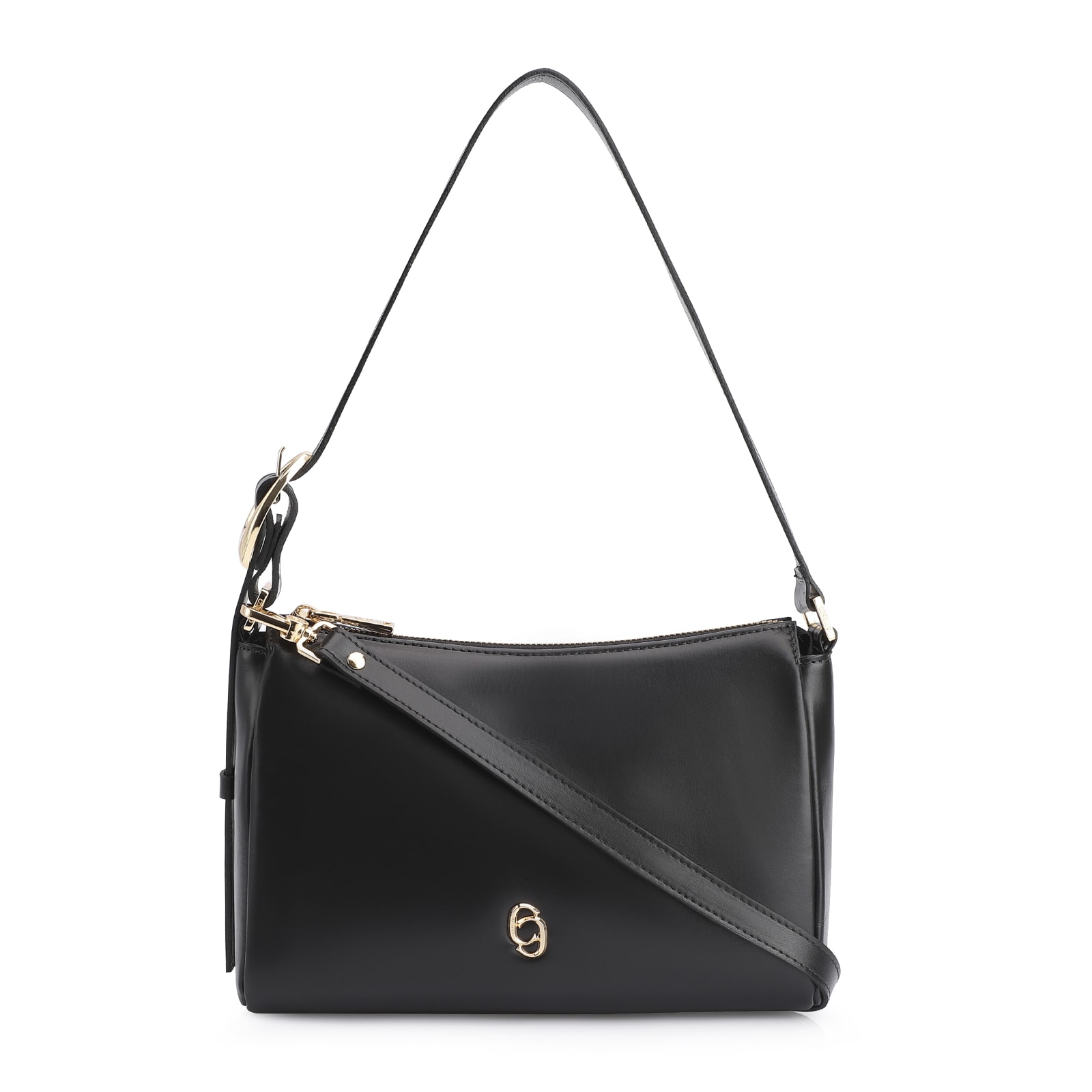 Bolsa De Ombro Fivela Couro Preto