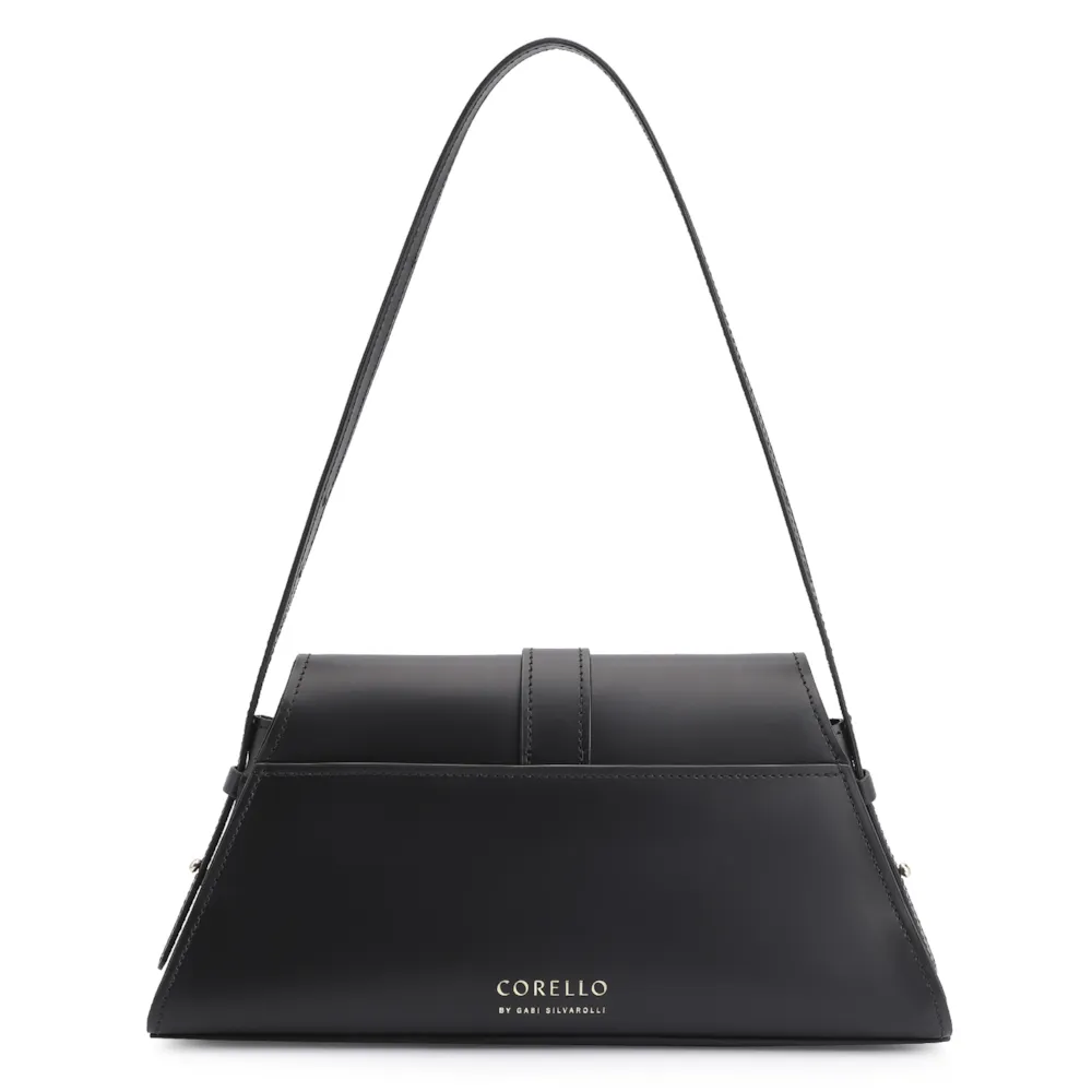 Bolsa De Ombro Fivela Couro Preto/Couro Pelo Vaca - imagem 4