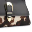 Bolsa De Ombro Fivela Couro Preto/Couro Pelo Vaca - imagem 5