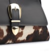 Bolsa De Ombro Fivela Couro Preto/Couro Pelo Vaca - imagem 5