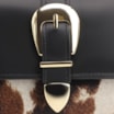 Bolsa De Ombro Fivela Couro Preto/Couro Pelo Vaca - imagem 7