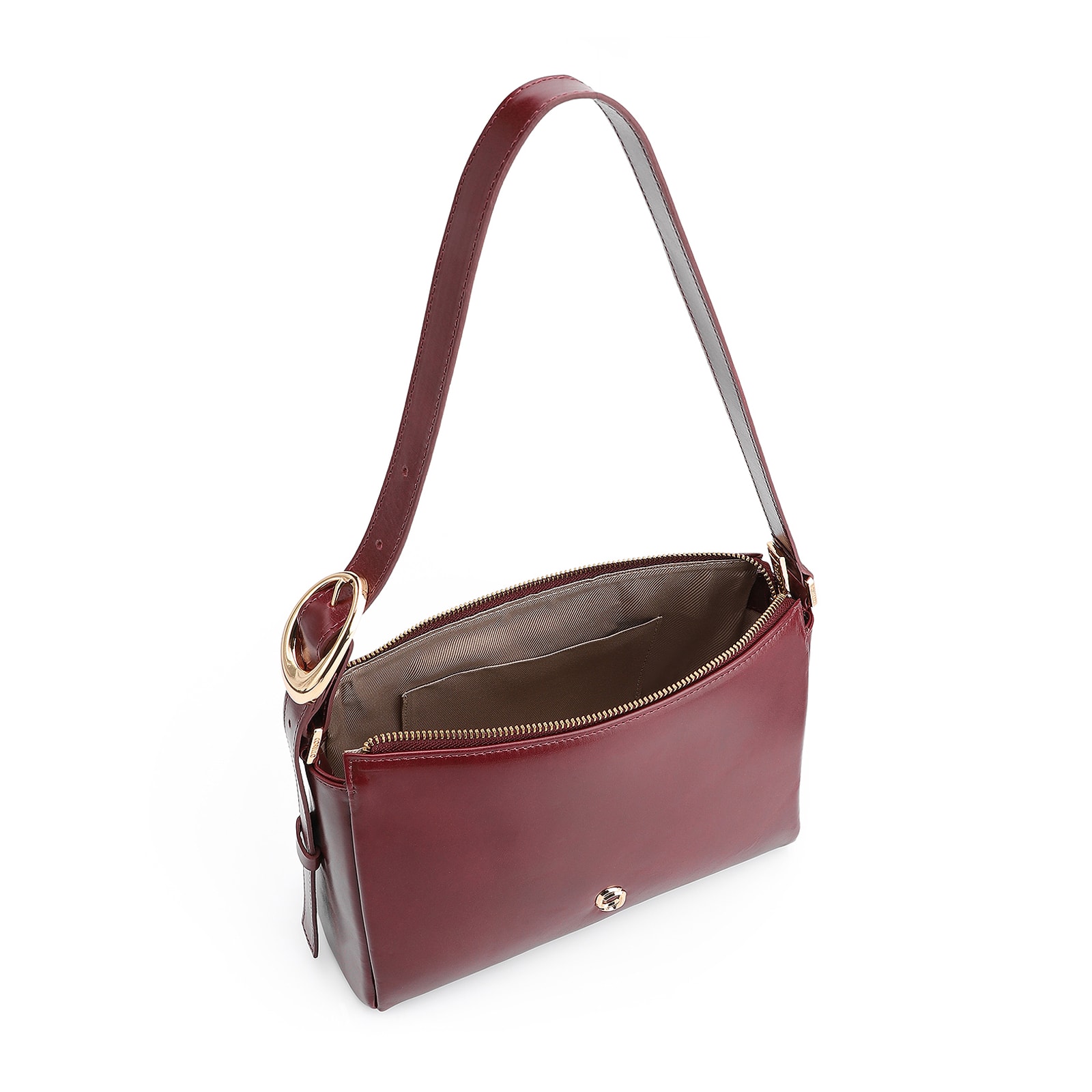 Bolsa De Ombro Fivela Couro Vinho