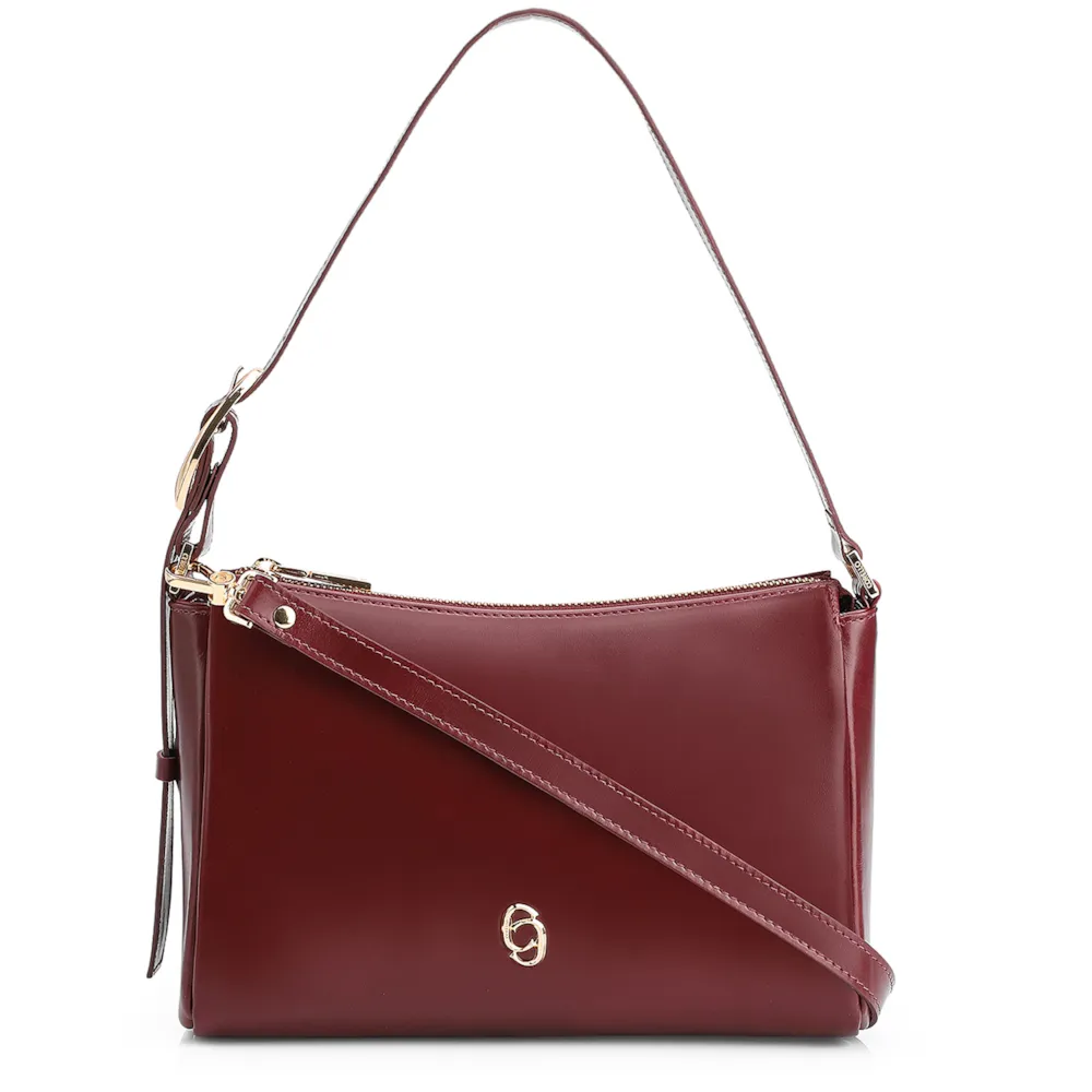 Bolsa De Ombro Fivela Couro Vinho