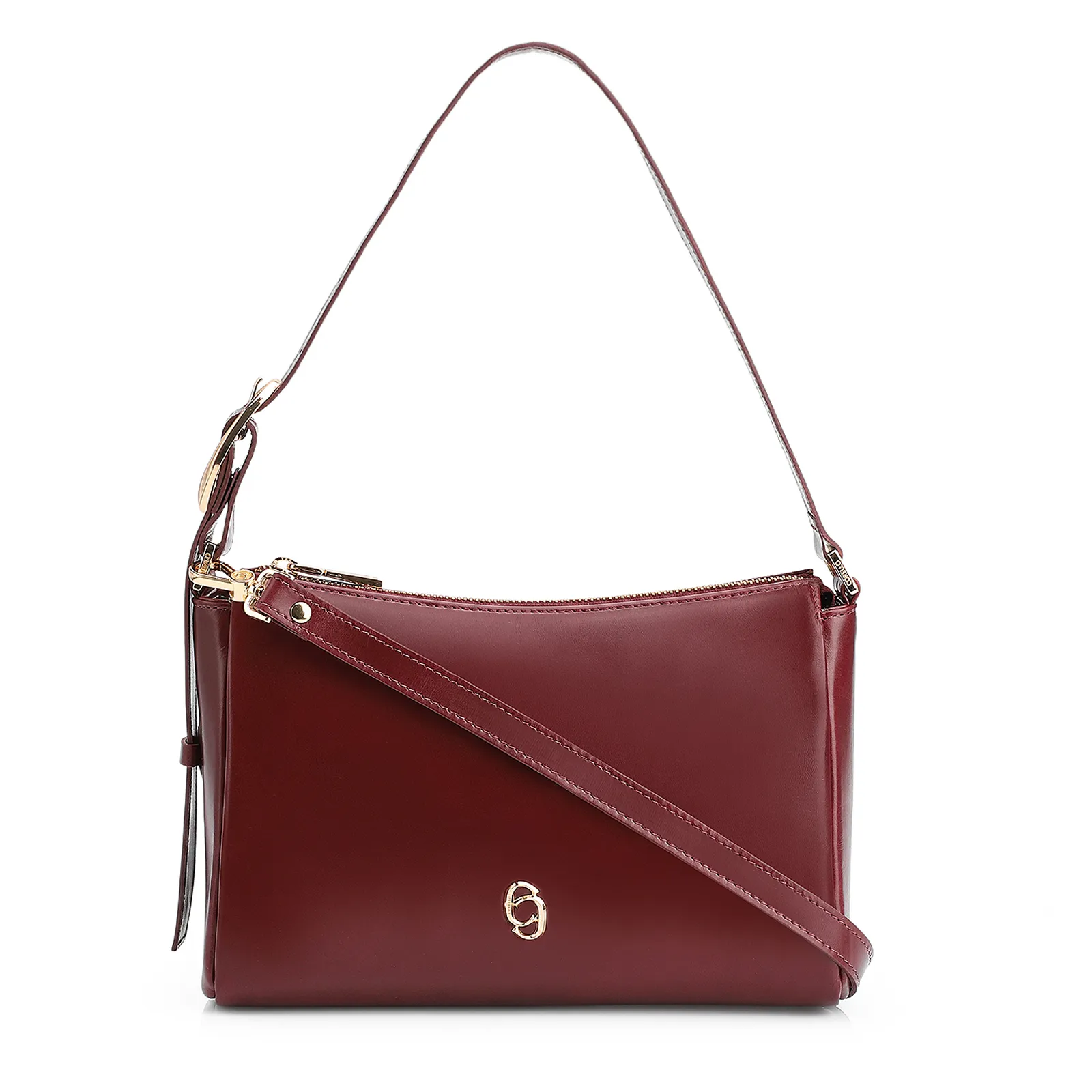 Bolsa De Ombro Fivela Couro Vinho