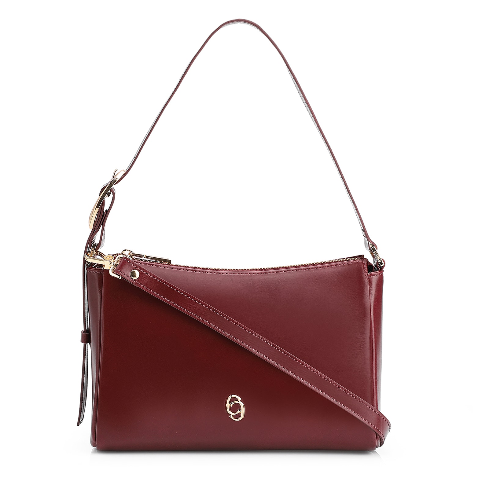 Bolsa De Ombro Fivela Couro Vinho