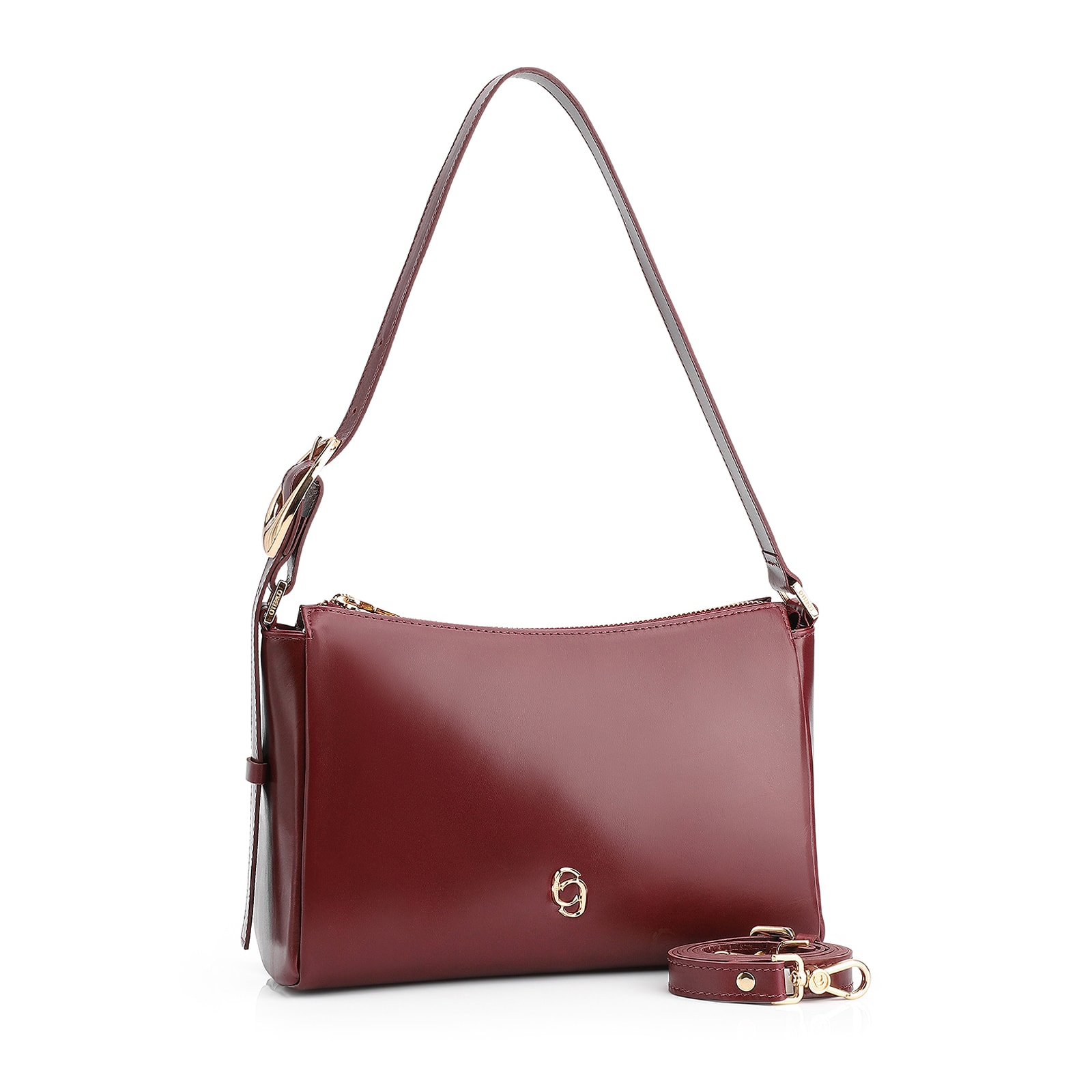 Bolsa De Ombro Fivela Couro Vinho