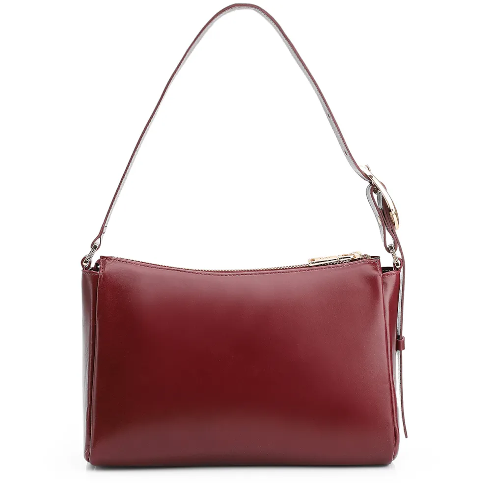 Bolsa De Ombro Fivela Couro Vinho - imagem 3