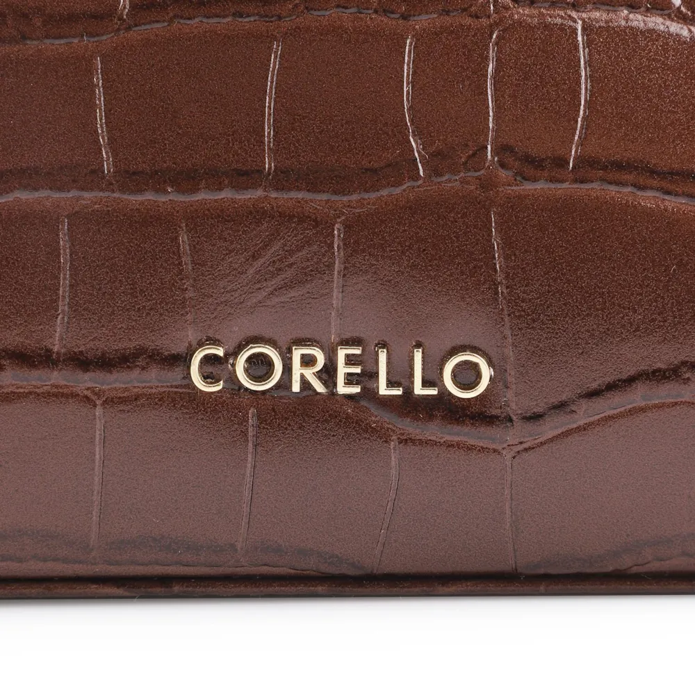 Bolsa De Ombro Fivelas Couro Croco Marrom - imagem 7