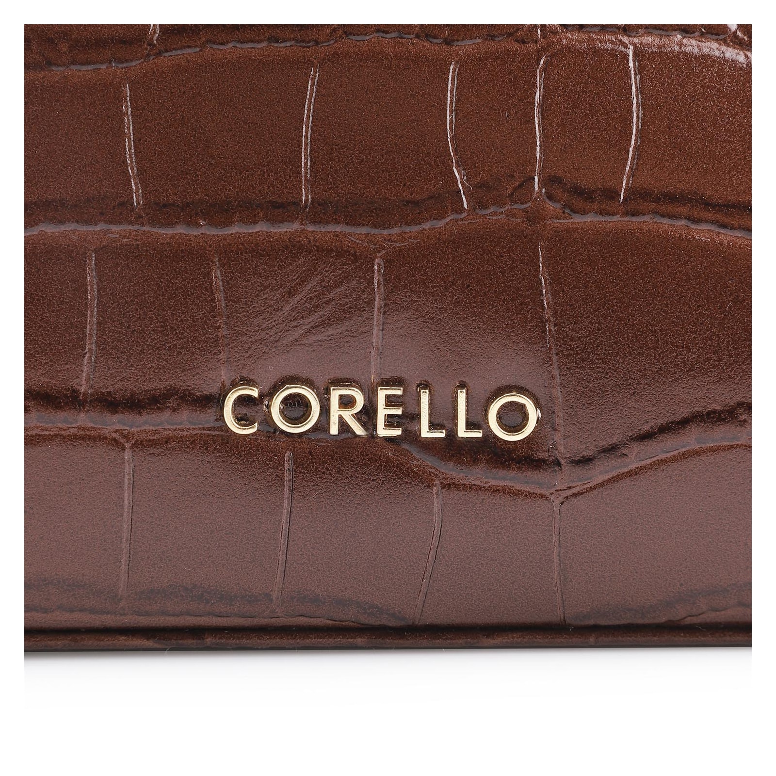 Bolsa De Ombro Fivelas Couro Croco Marrom