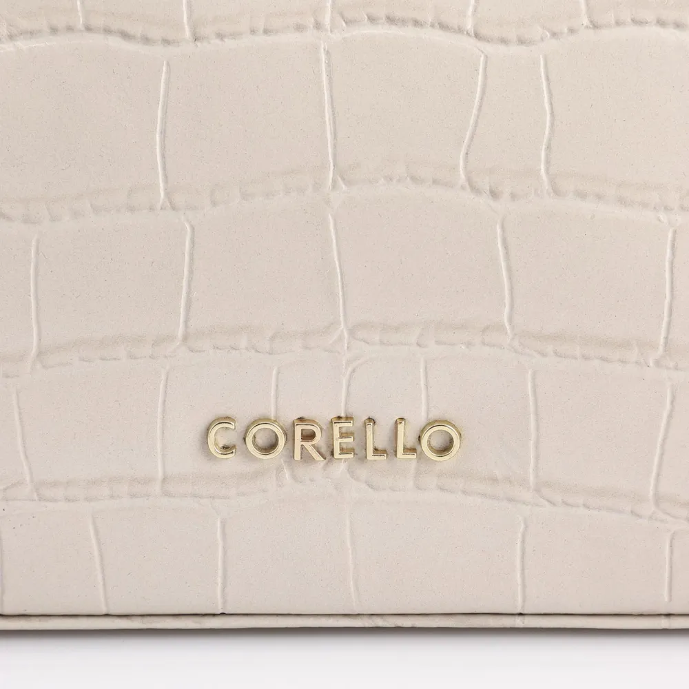 Bolsa De Ombro Fivelas Couro Croco Off White - imagem 6