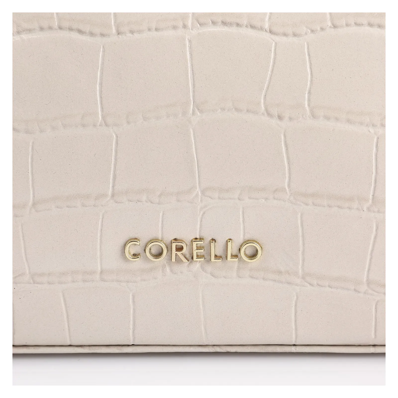 Bolsa De Ombro Fivelas Couro Croco Off White