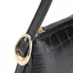 Bolsa De Ombro Fivelas Couro Croco Preto - imagem 5