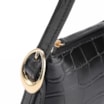 Bolsa De Ombro Fivelas Couro Croco Preto - imagem 5
