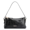 Bolsa De Ombro Fivelas Couro Croco Preto - imagem 1