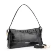 Bolsa De Ombro Fivelas Couro Croco Preto - imagem 2
