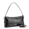 Bolsa De Ombro Fivelas Couro Croco Preto - imagem 2