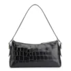 Bolsa De Ombro Fivelas Couro Croco Preto - imagem 3