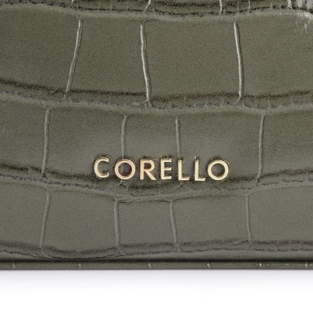 Bolsa De Ombro Fivelas Couro Croco Verde - imagem 7