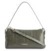 Bolsa De Ombro Fivelas Couro Croco Verde - imagem 1