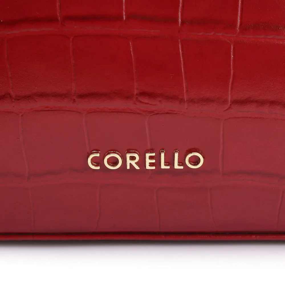 Bolsa De Ombro Fivelas Couro Croco Vermelho - imagem 6