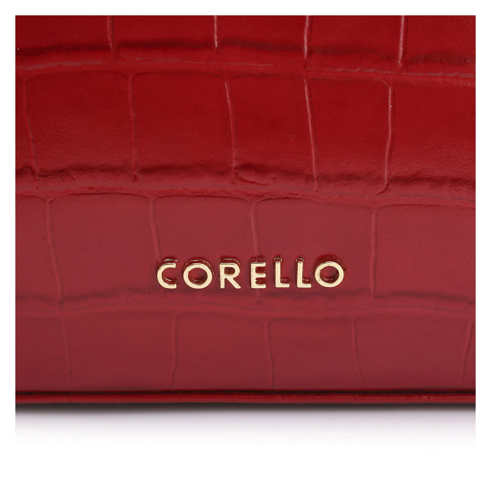Bolsa De Ombro Fivelas Couro Croco Vermelho