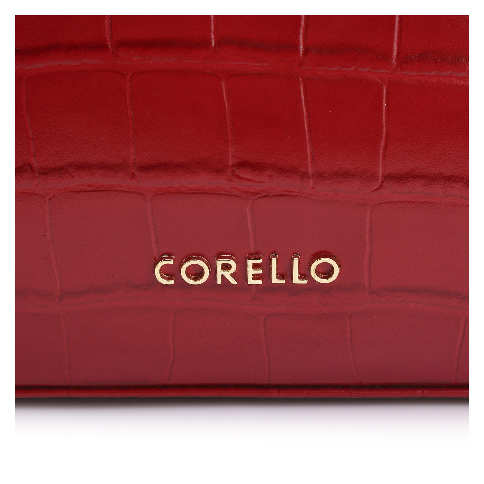 Bolsa De Ombro Fivelas Couro Croco Vermelho