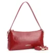 Bolsa De Ombro Fivelas Couro Croco Vermelho - imagem 2