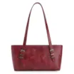 Bolsa De Ombro Fivelas Couro Estonado Vermelho - imagem 3