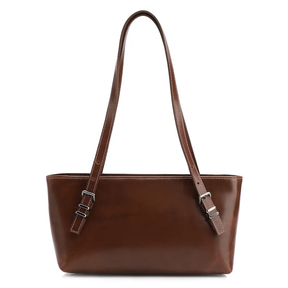 Bolsa De Ombro Fivelas Couro Marrom - imagem 3