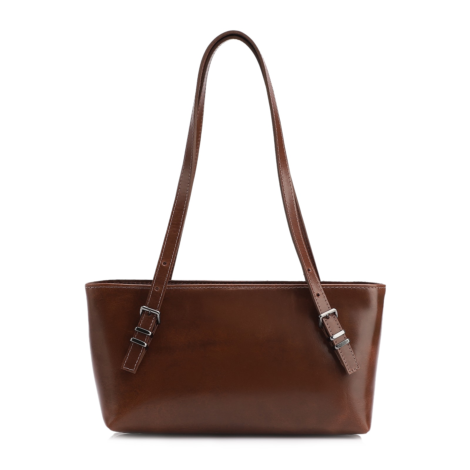 Bolsa De Ombro Fivelas Couro Marrom