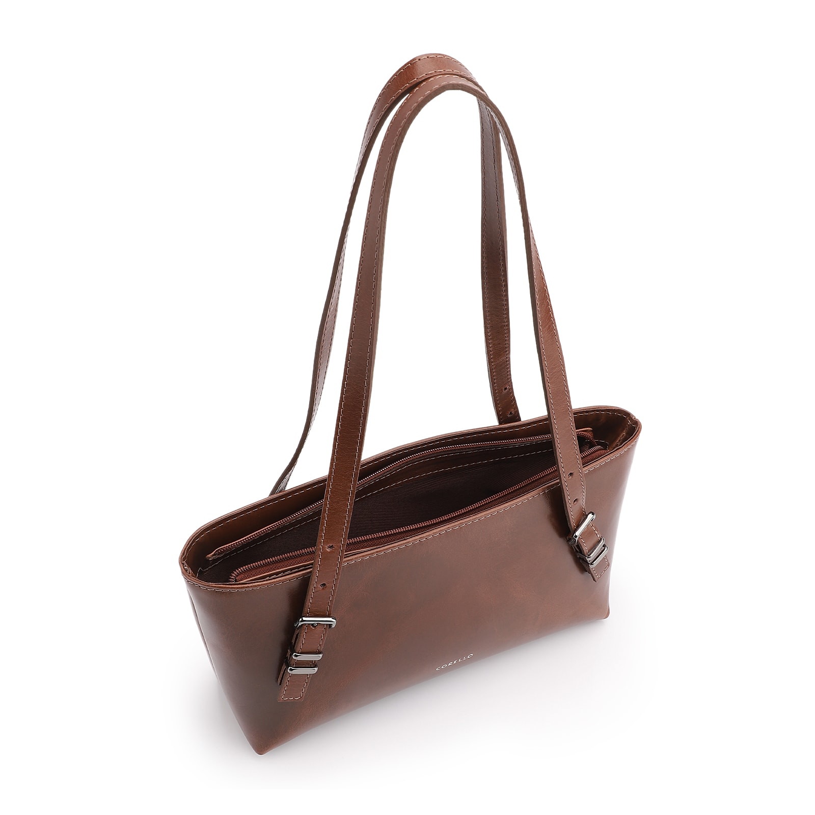 Bolsa De Ombro Fivelas Couro Marrom