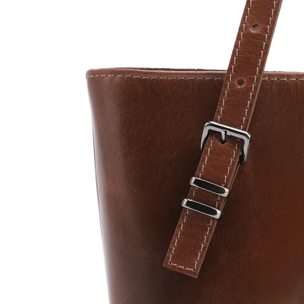 Bolsa De Ombro Fivelas Couro Marrom - imagem 7