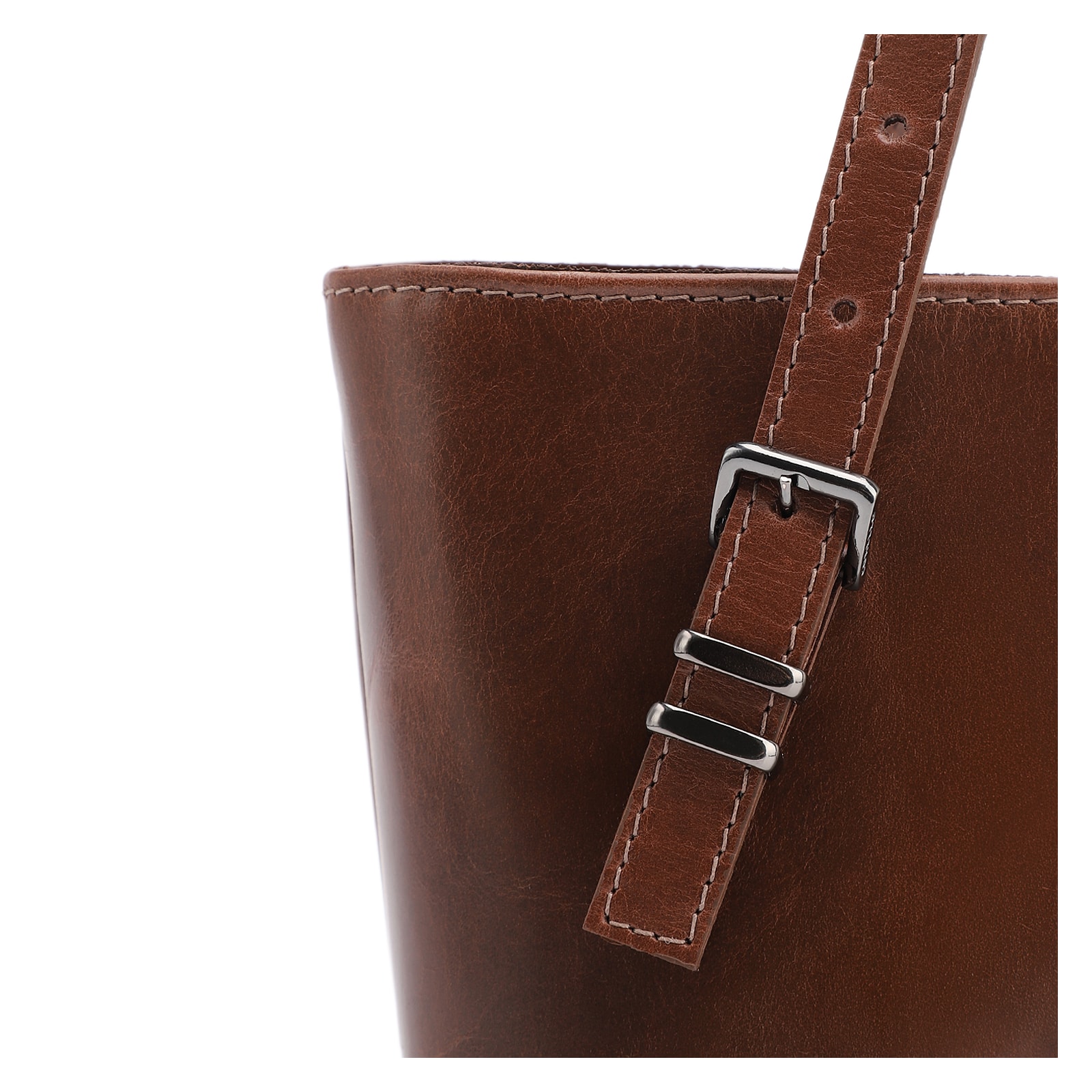 Bolsa De Ombro Fivelas Couro Marrom